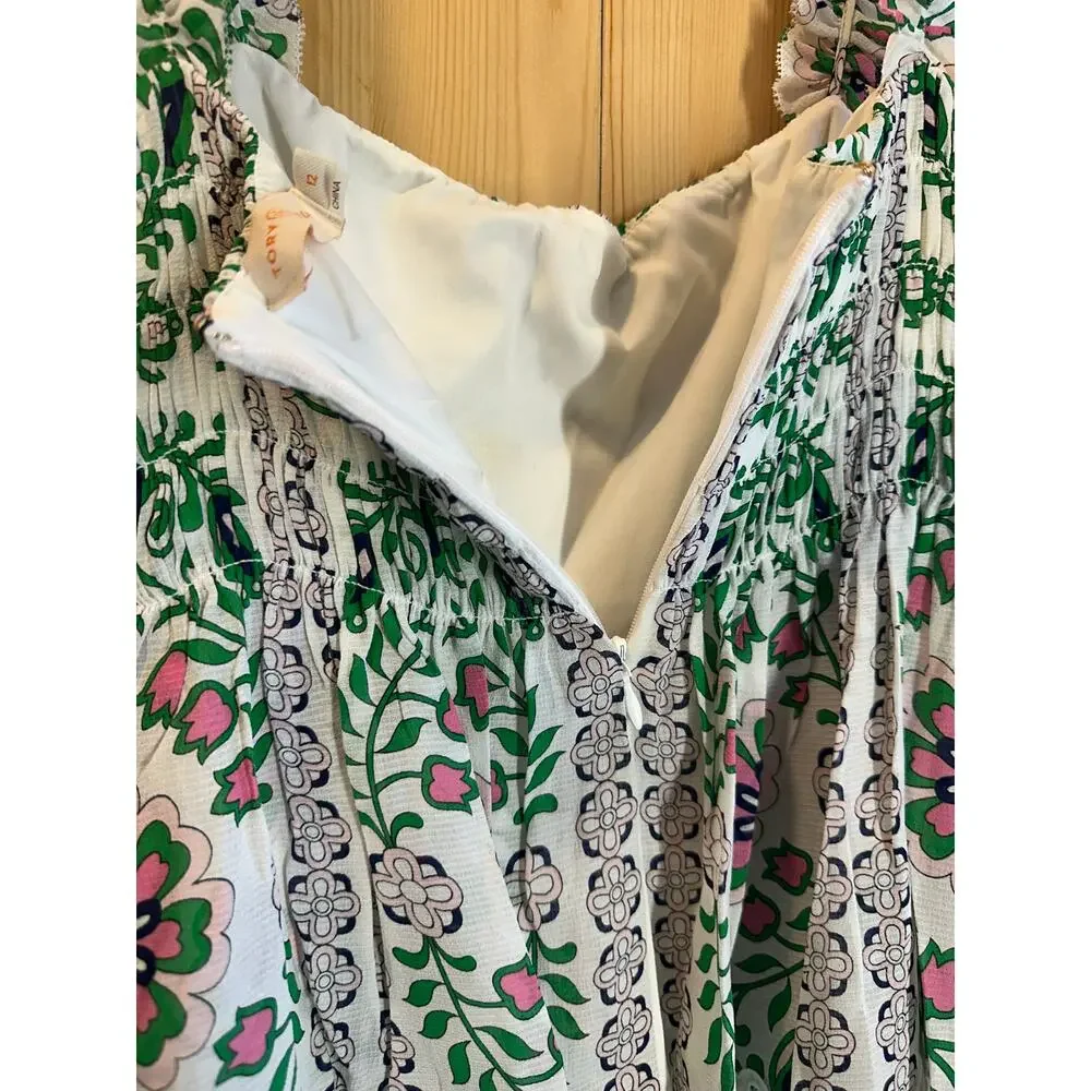 Tory Burch Floral Smocked Lace Trim Tank Top - Size 12